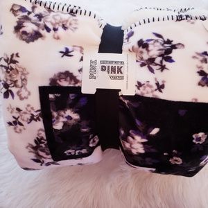 Victoria's secret pink Floral sherpa blanket